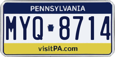 PA license plate MYQ8714