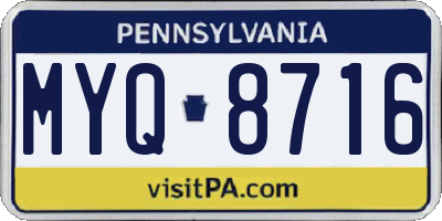 PA license plate MYQ8716