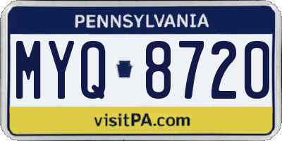 PA license plate MYQ8720