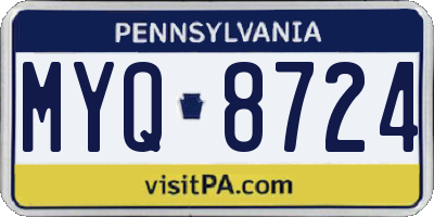 PA license plate MYQ8724