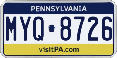 PA license plate MYQ8726