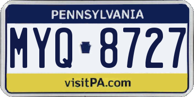 PA license plate MYQ8727