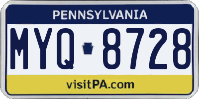 PA license plate MYQ8728