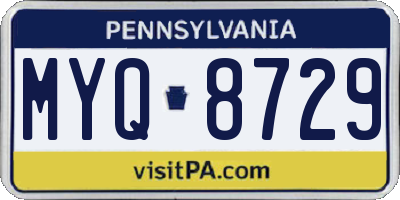 PA license plate MYQ8729
