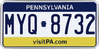 PA license plate MYQ8732