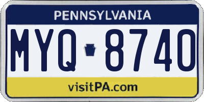 PA license plate MYQ8740