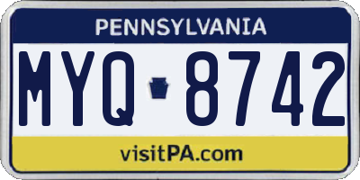 PA license plate MYQ8742