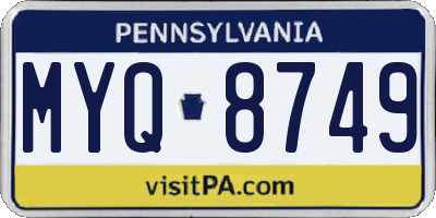 PA license plate MYQ8749