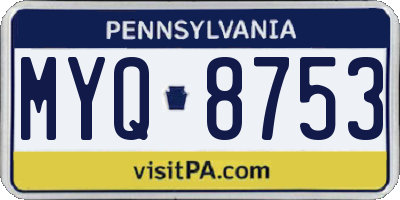 PA license plate MYQ8753