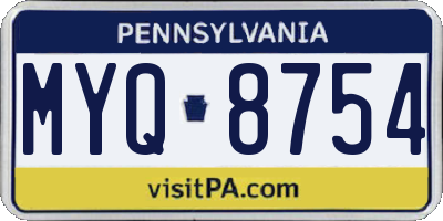 PA license plate MYQ8754