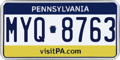 PA license plate MYQ8763