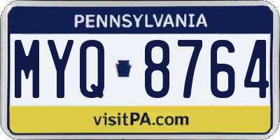 PA license plate MYQ8764
