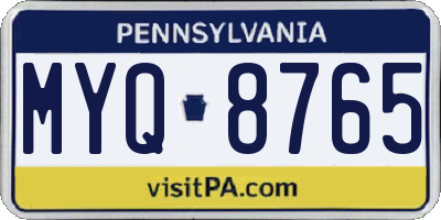 PA license plate MYQ8765