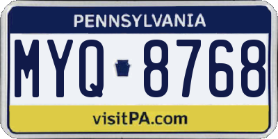 PA license plate MYQ8768