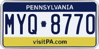PA license plate MYQ8770