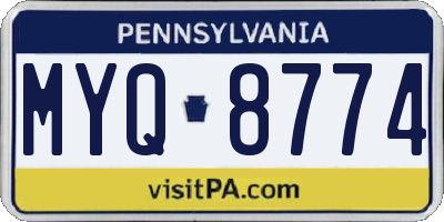 PA license plate MYQ8774