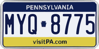 PA license plate MYQ8775