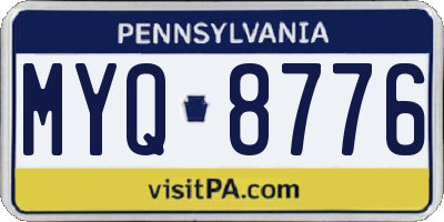 PA license plate MYQ8776
