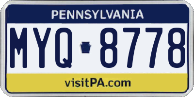 PA license plate MYQ8778