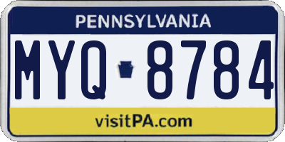 PA license plate MYQ8784