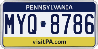 PA license plate MYQ8786