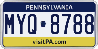 PA license plate MYQ8788