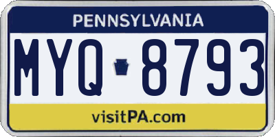 PA license plate MYQ8793