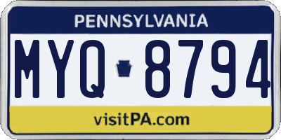PA license plate MYQ8794