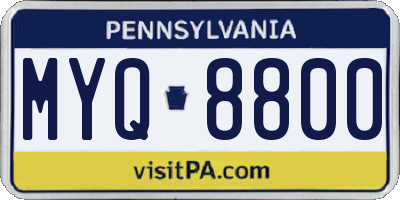 PA license plate MYQ8800