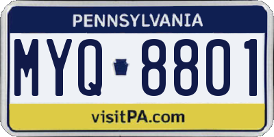 PA license plate MYQ8801