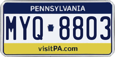 PA license plate MYQ8803
