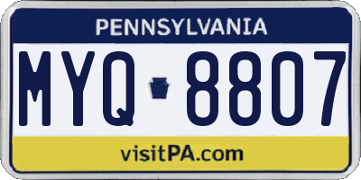 PA license plate MYQ8807