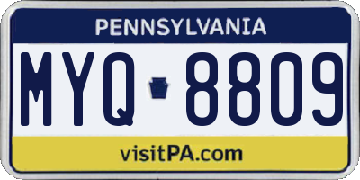 PA license plate MYQ8809