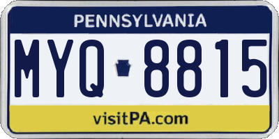PA license plate MYQ8815
