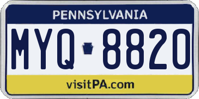 PA license plate MYQ8820