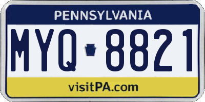 PA license plate MYQ8821