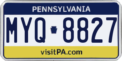 PA license plate MYQ8827