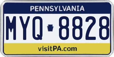 PA license plate MYQ8828