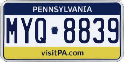 PA license plate MYQ8839