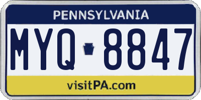 PA license plate MYQ8847