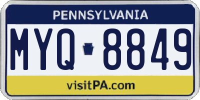 PA license plate MYQ8849