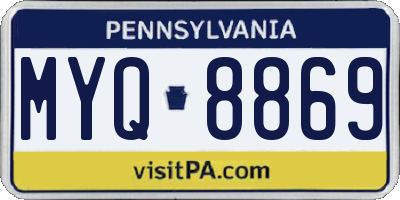 PA license plate MYQ8869