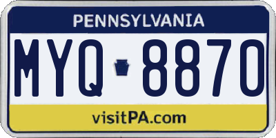 PA license plate MYQ8870