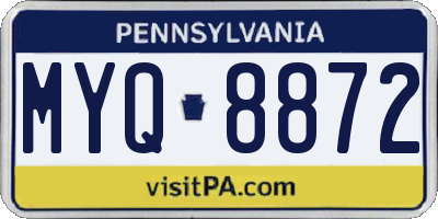 PA license plate MYQ8872