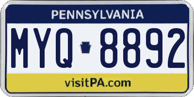 PA license plate MYQ8892