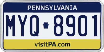 PA license plate MYQ8901
