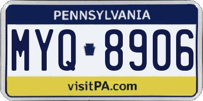 PA license plate MYQ8906