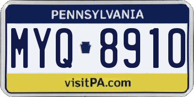 PA license plate MYQ8910