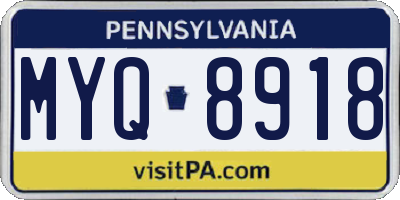 PA license plate MYQ8918