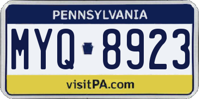 PA license plate MYQ8923